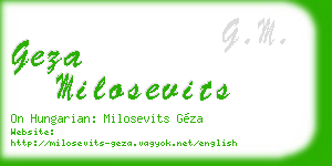 geza milosevits business card